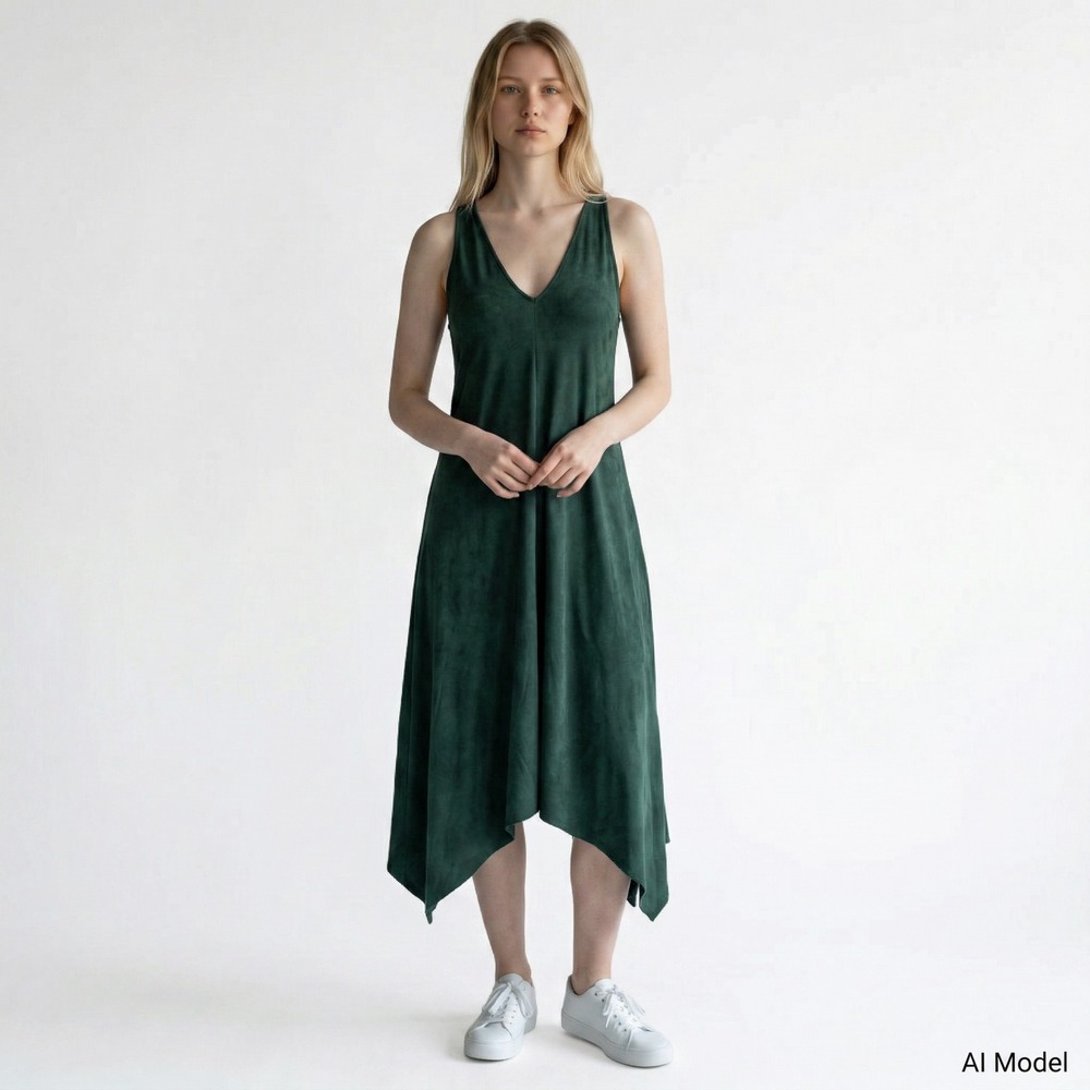 Dolan Left Coast Collection Handkerchief Dress Womens XS Green V-Neck 171335P